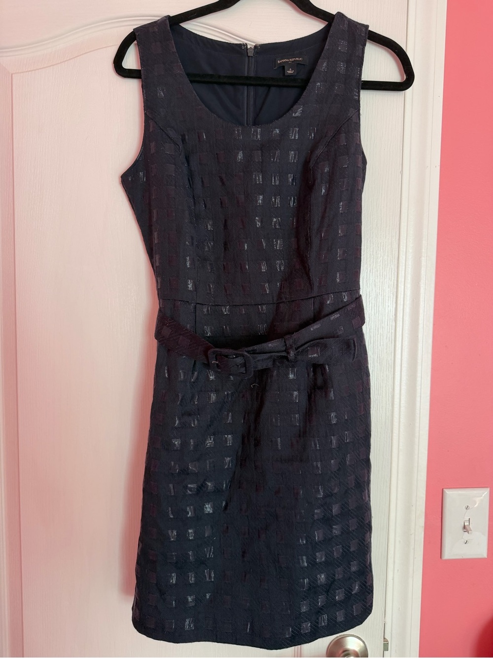 Banana RepublicNavy Sleeveless Sheath Dress with Belt